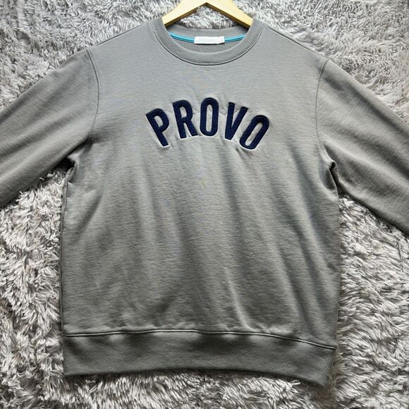 Okaicos Grey Provo Embroidered Crewneck Mens Medium Sweatshirt Gray Chenille - Picture 11 of 11